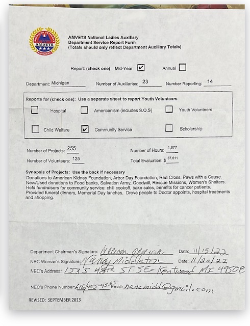Service Programs – Amvets Ladies Auxiliary Dept. of Michigan
